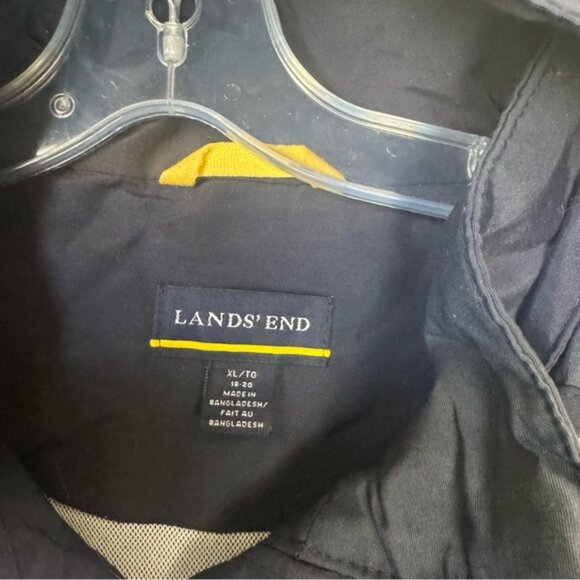 Land’s End Vintage Anorak Weatherproof Hood Zip Lightweight Rain Jacket Navy XL - Picture 10 of 16